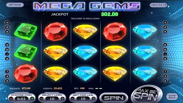Характеристики слота Mega Gems 10