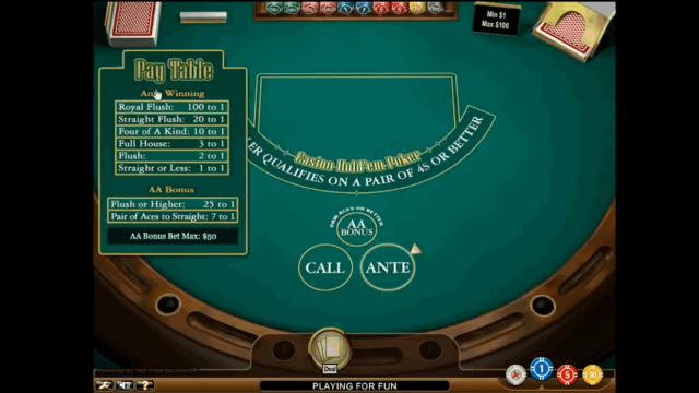 Игровой интерфейс Casino Hold'em Poker 1